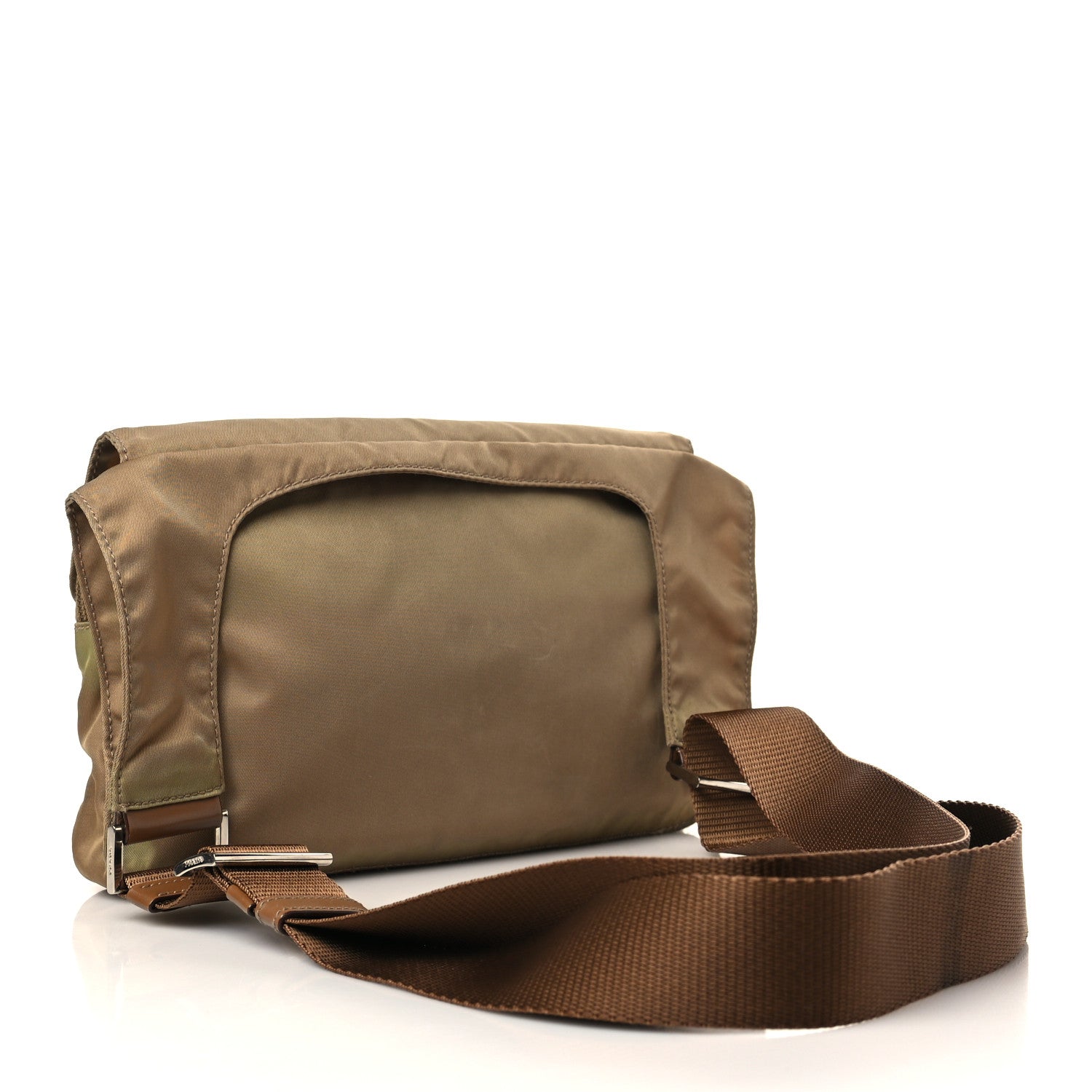 Prada Tessuto Nylon Calfskin Vela Messenger Bag Sesamo 2 of 6