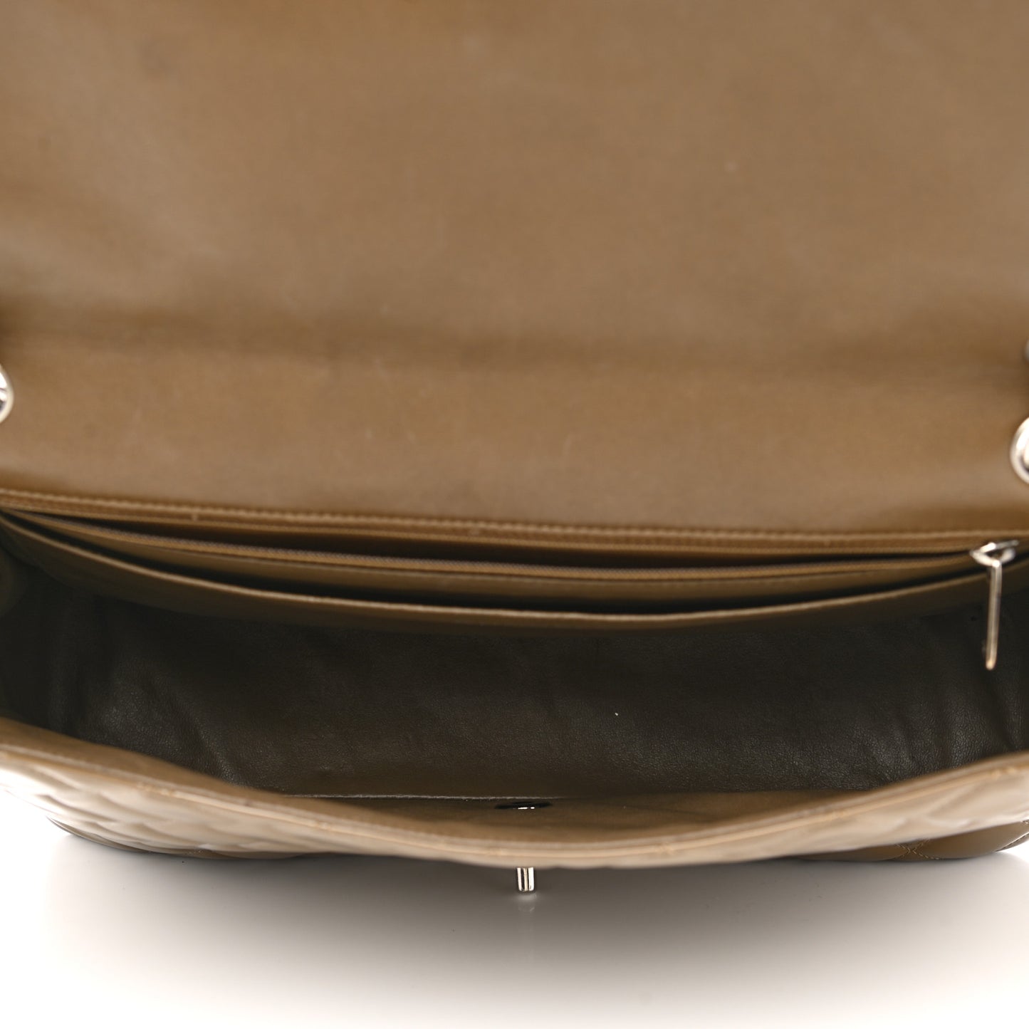 Patent Quilted Maxi Single Flap Brown