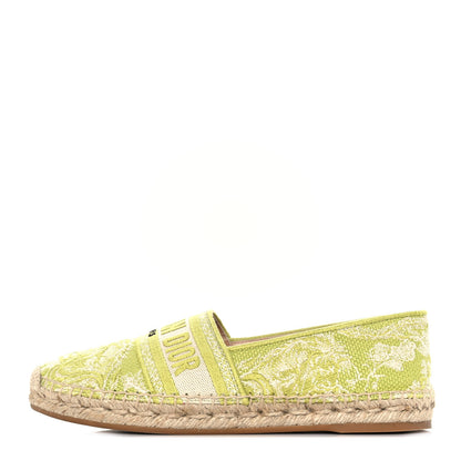 Christian Dior Embroidered Toile De Jouy Granville Espadrille 38.5 Off White Green 1 of 9