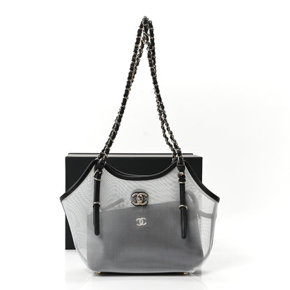 Chanel Mesh Calfskin Small Shopping Bag Transparent Black 12 of 12