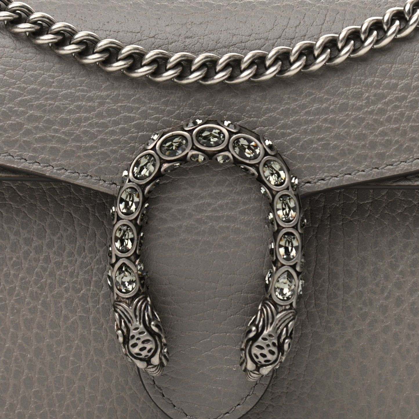 Dollar Calfskin Crystal Super Mini Dionysus Shoulder Bag Dusty Grey Black Diamond