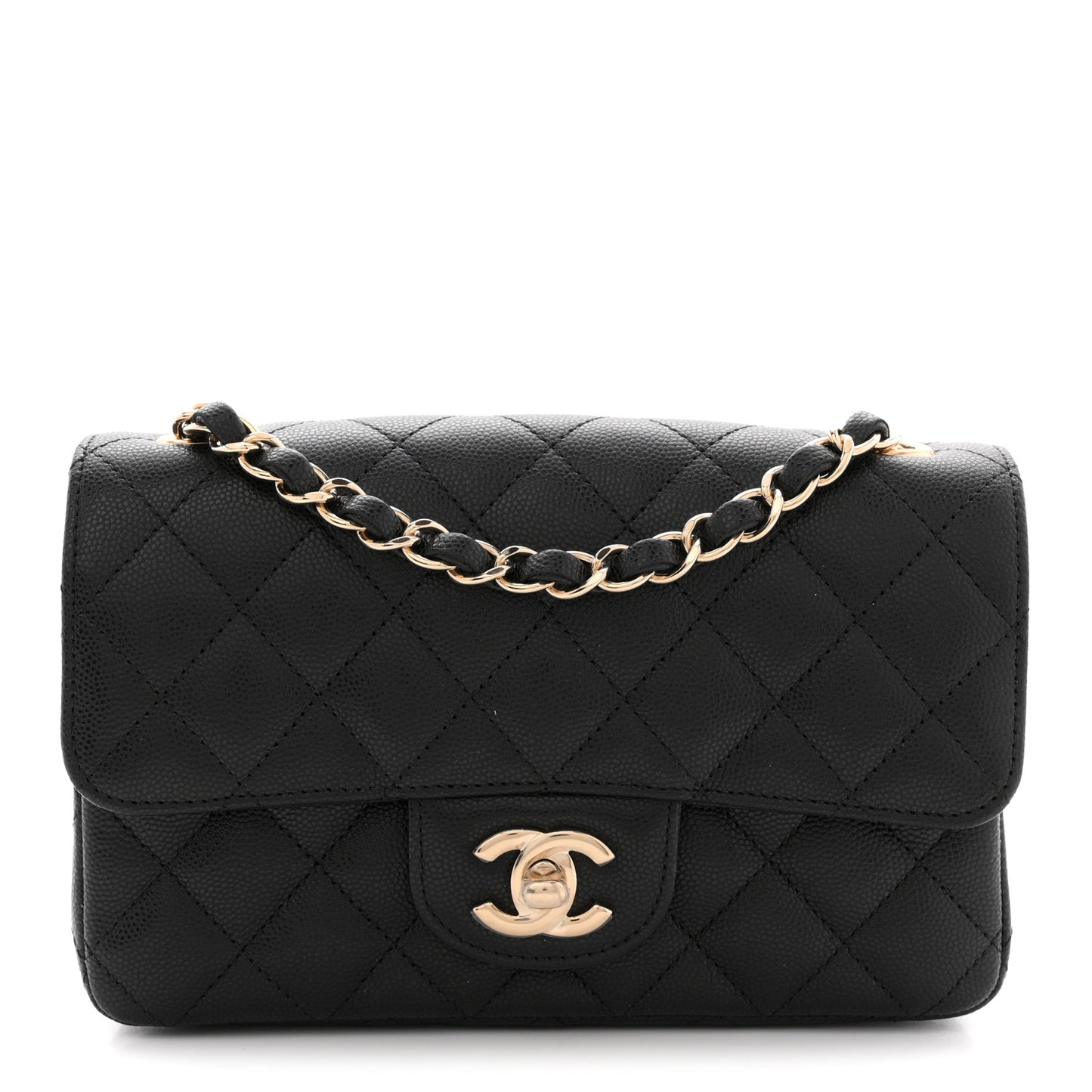 Caviar Quilted Mini Rectangular Flap Black