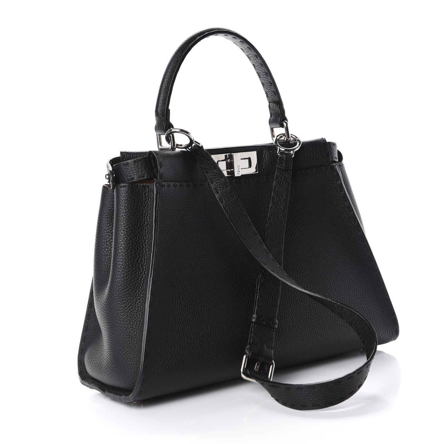Cuoio Romano Selleria Bi-Color Medium Peekaboo Iconic Satchel Black Mou