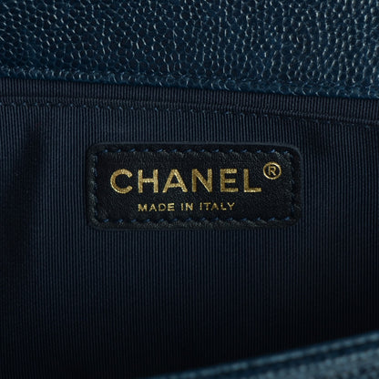 Chanel Caviar Quilted Medium Boy Flap Dark Navy Blue 6 of 9