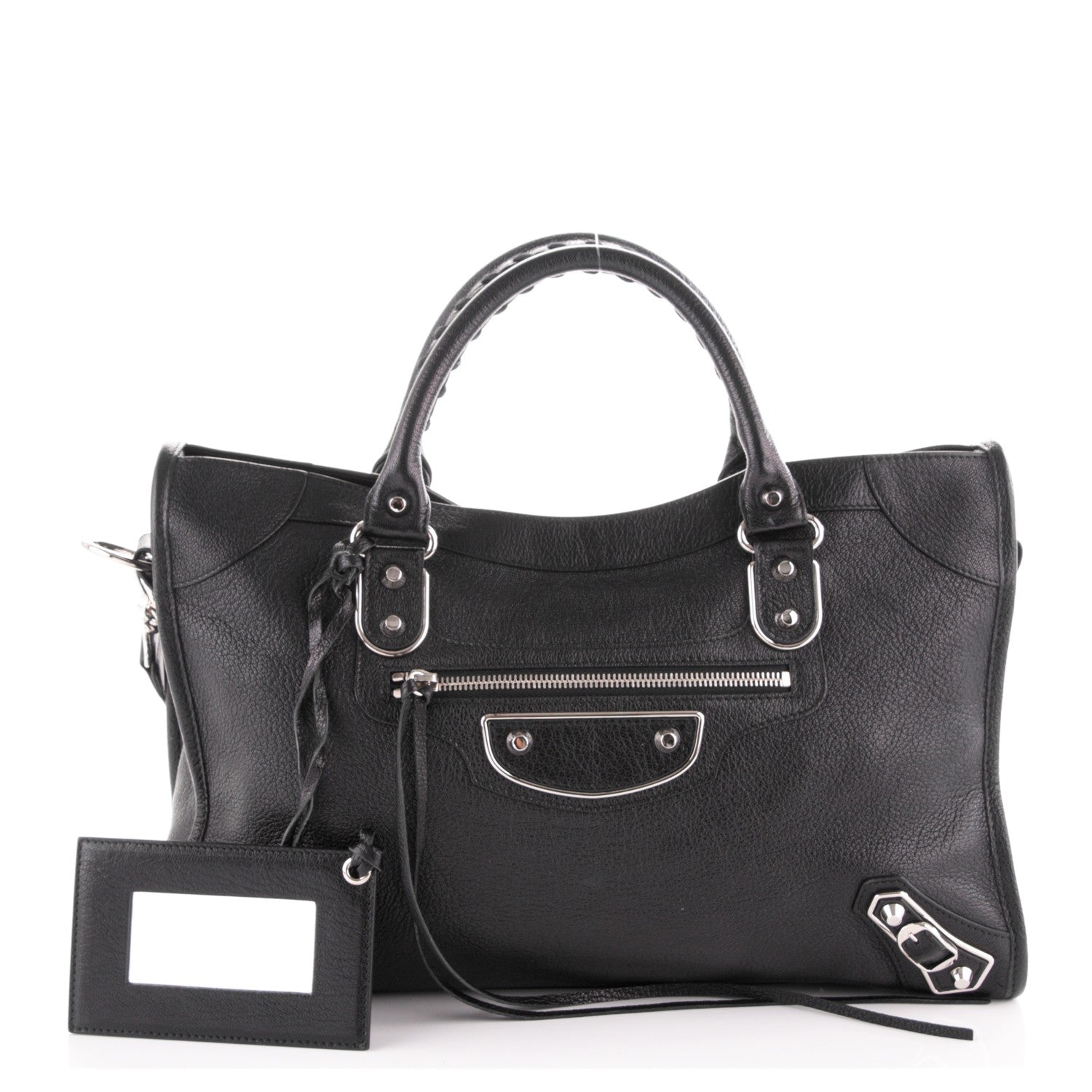 Balenciaga Chevre Silver Metallic Edge City Black 1 of 7