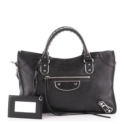 Balenciaga Chevre Silver Metallic Edge City Black 1 of 7