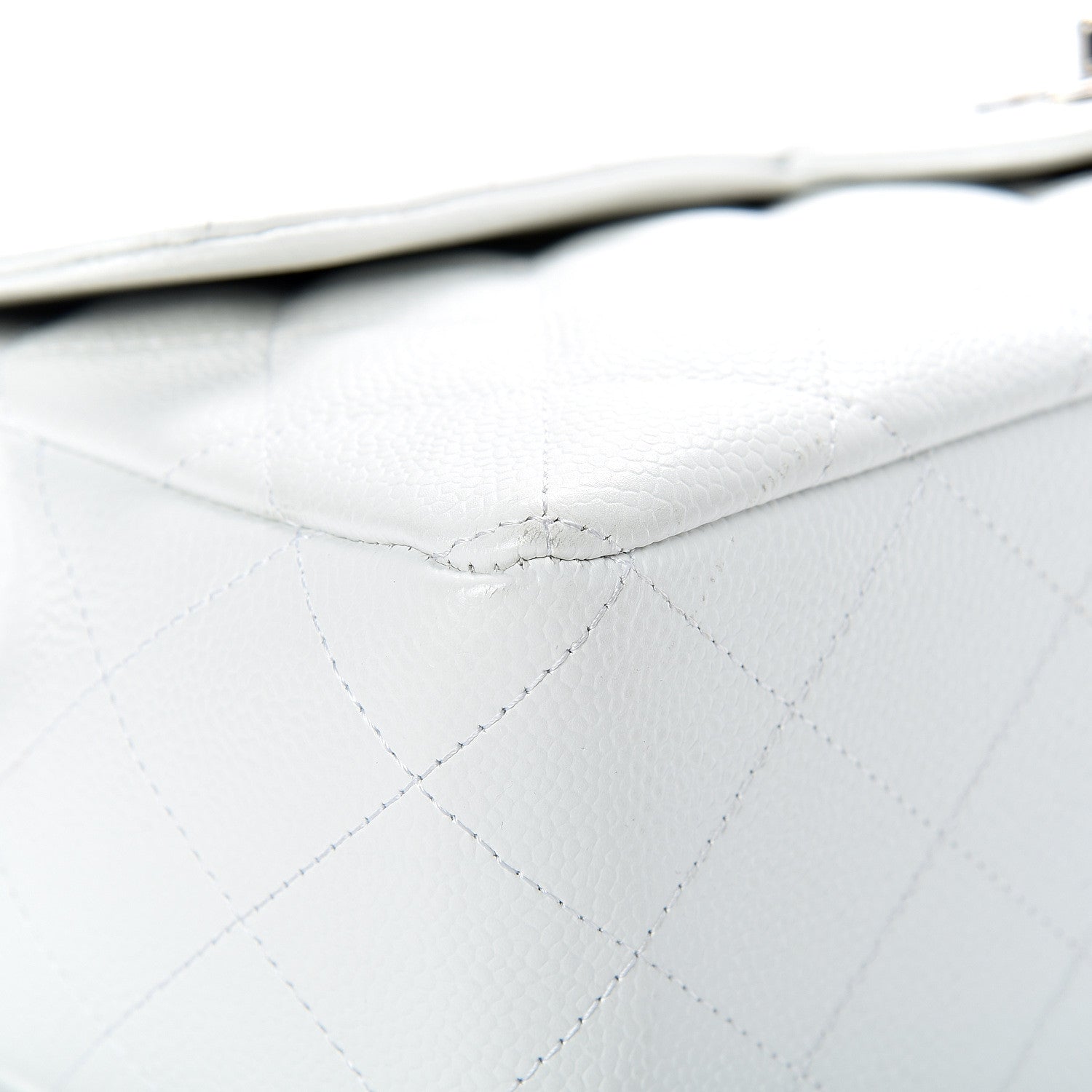 Chanel Caviar Quilted Jumbo Single Flap White 8 of 12