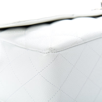Chanel Caviar Quilted Jumbo Single Flap White 8 of 12