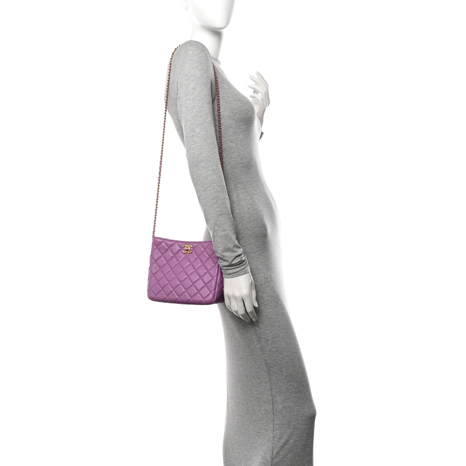Chanel Lambskin Quilted Small Pearl Crush Hobo Purple 2 of 10