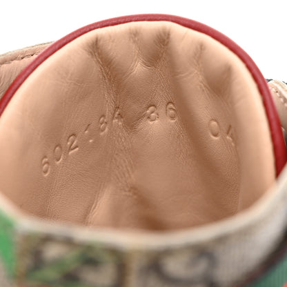 Gucci GG Supreme Monogram Flora Lace Up Combat Ankle Boots 36 Beige Multicolor Red 9 of 9