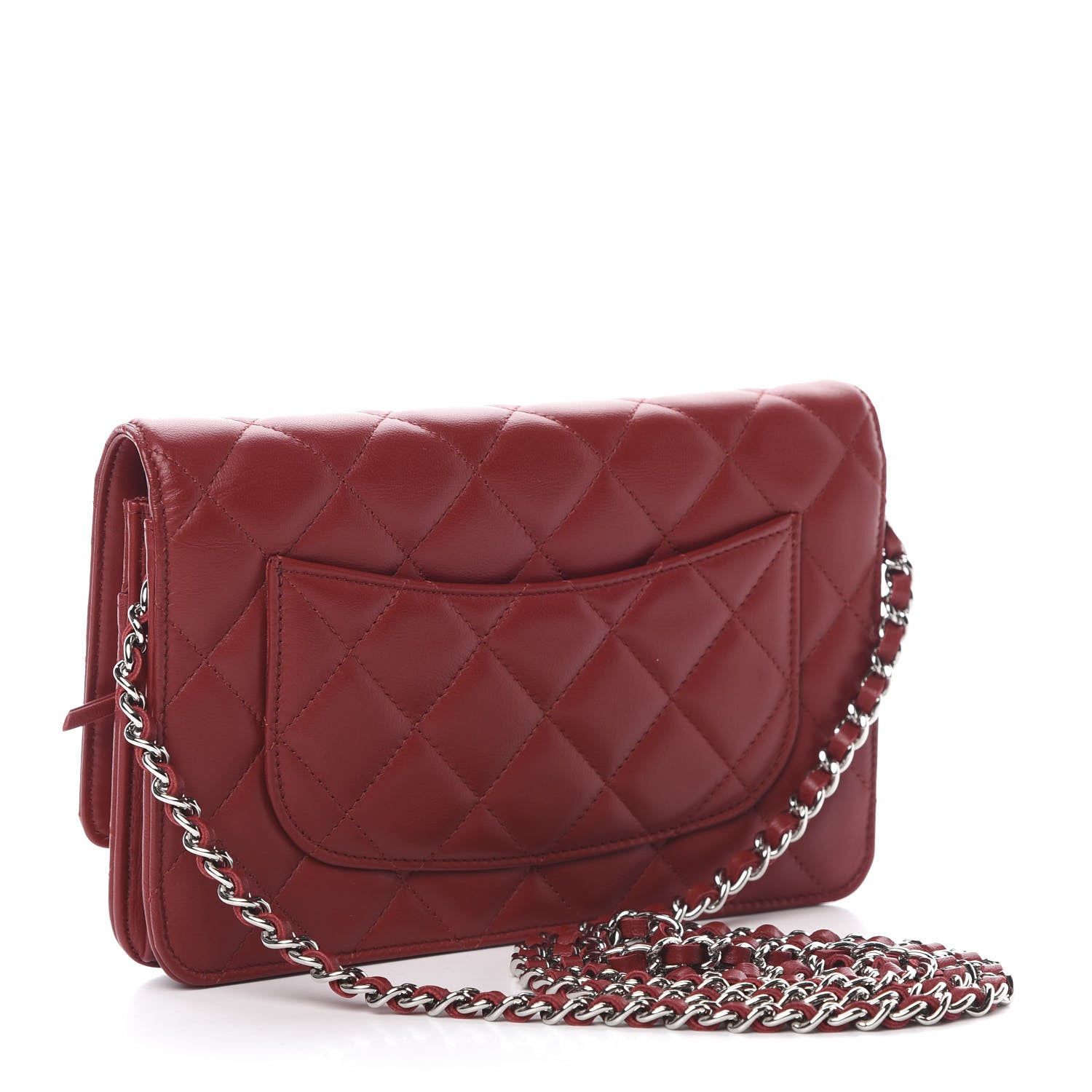 Chanel Lambskin Quilted Wallet On Chain WOC Red 3 of 13