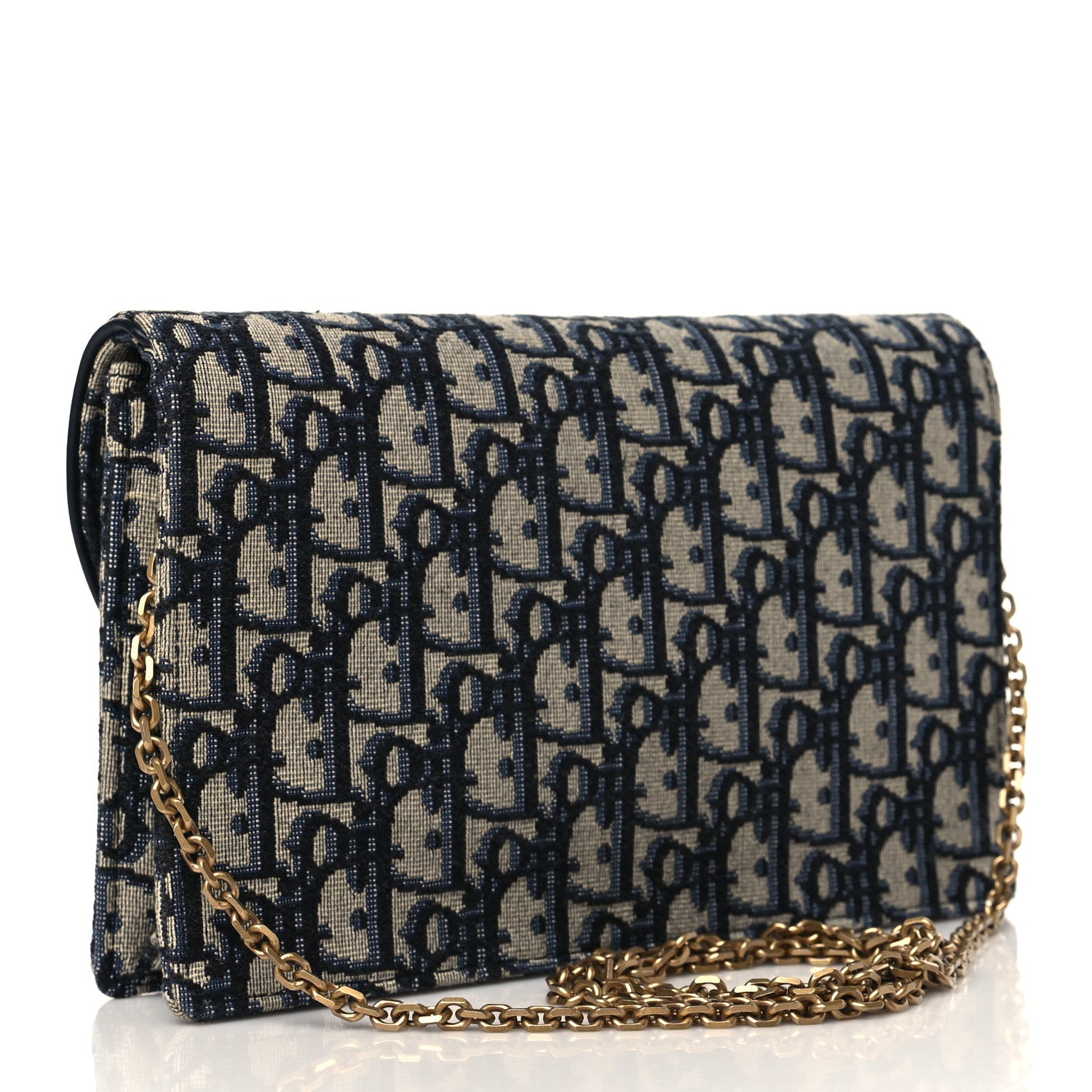 Christian Dior Oblique Saddle Chain Pouch Blue 2 of 7