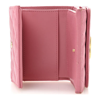 Chanel Caviar Quilted Textured CC Small Tri-Fold Flap Wallet Pink 5 of 11