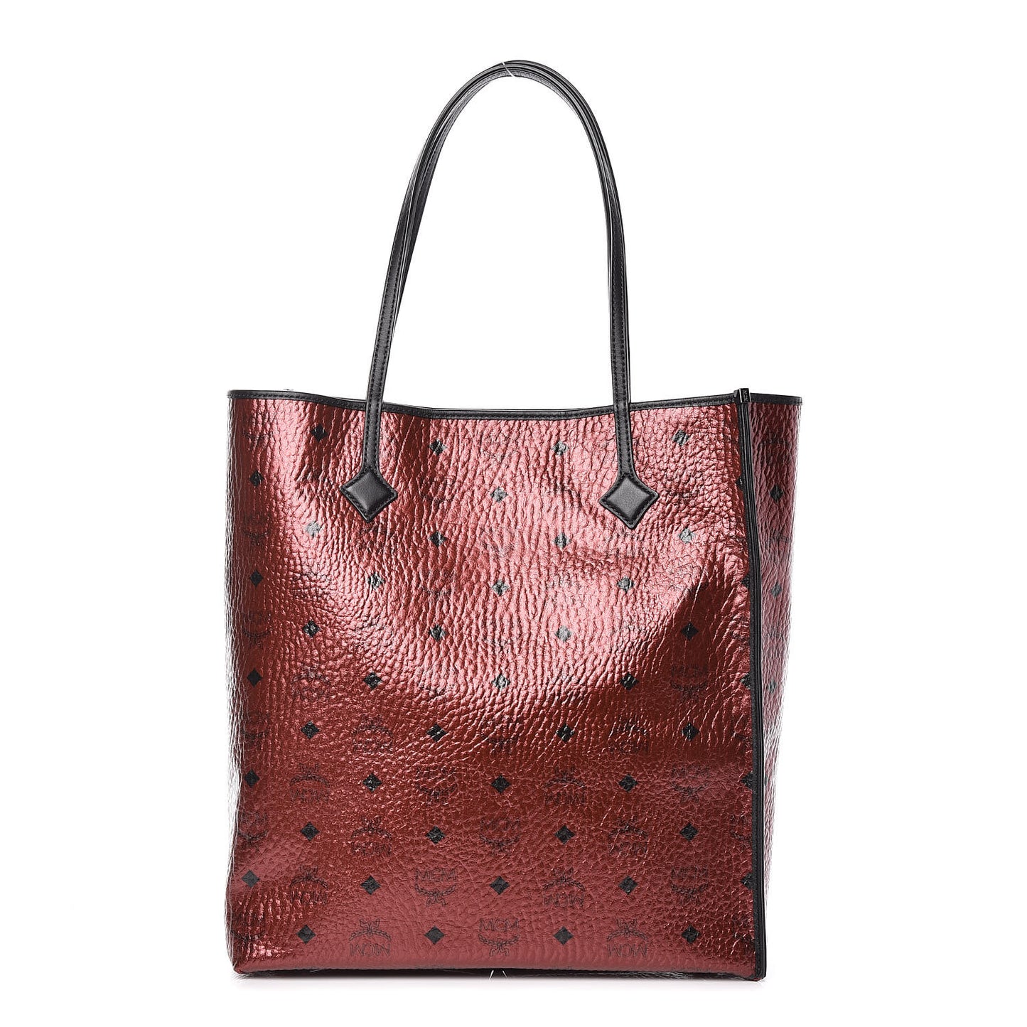 Metallic Visetos Medium Kira North South Shopper Tote Scooter Red