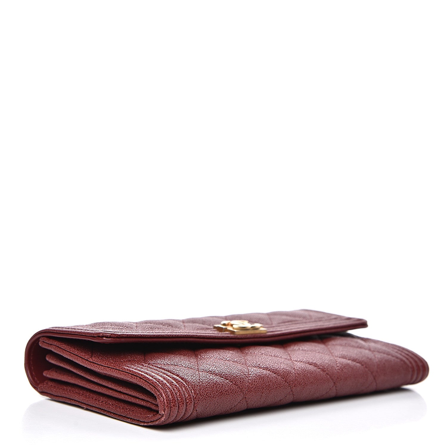 Chanel Caviar Quilted Large Boy Gusset Flap Wallet Dark Red 3 of 10