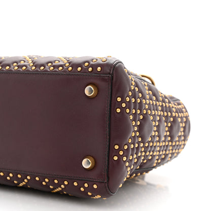 Christian Dior Calfskin Cannage Studded Medium Supple Lady Dior Deep Amaranth 9 of 10