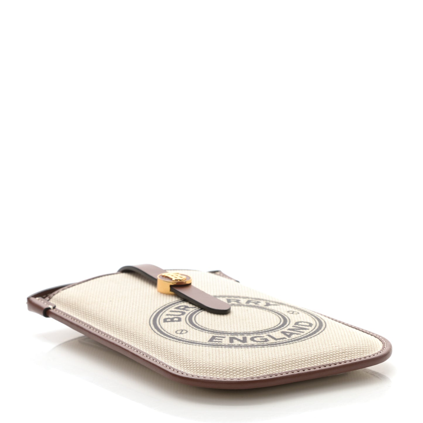 Canvas Callfskin Anne Phone Case With Strap White Tan