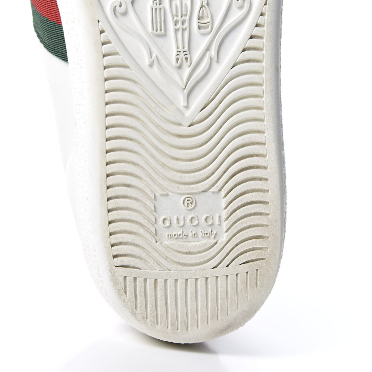 Calfskin Web Heart Embroidered Womens Ace Sneakers 37 White