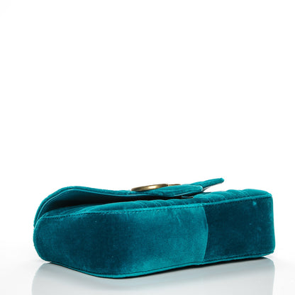 Gucci Velvet Matelasse Mini GG Marmont Shoulder Bag Pavone Cyan 4 of 6