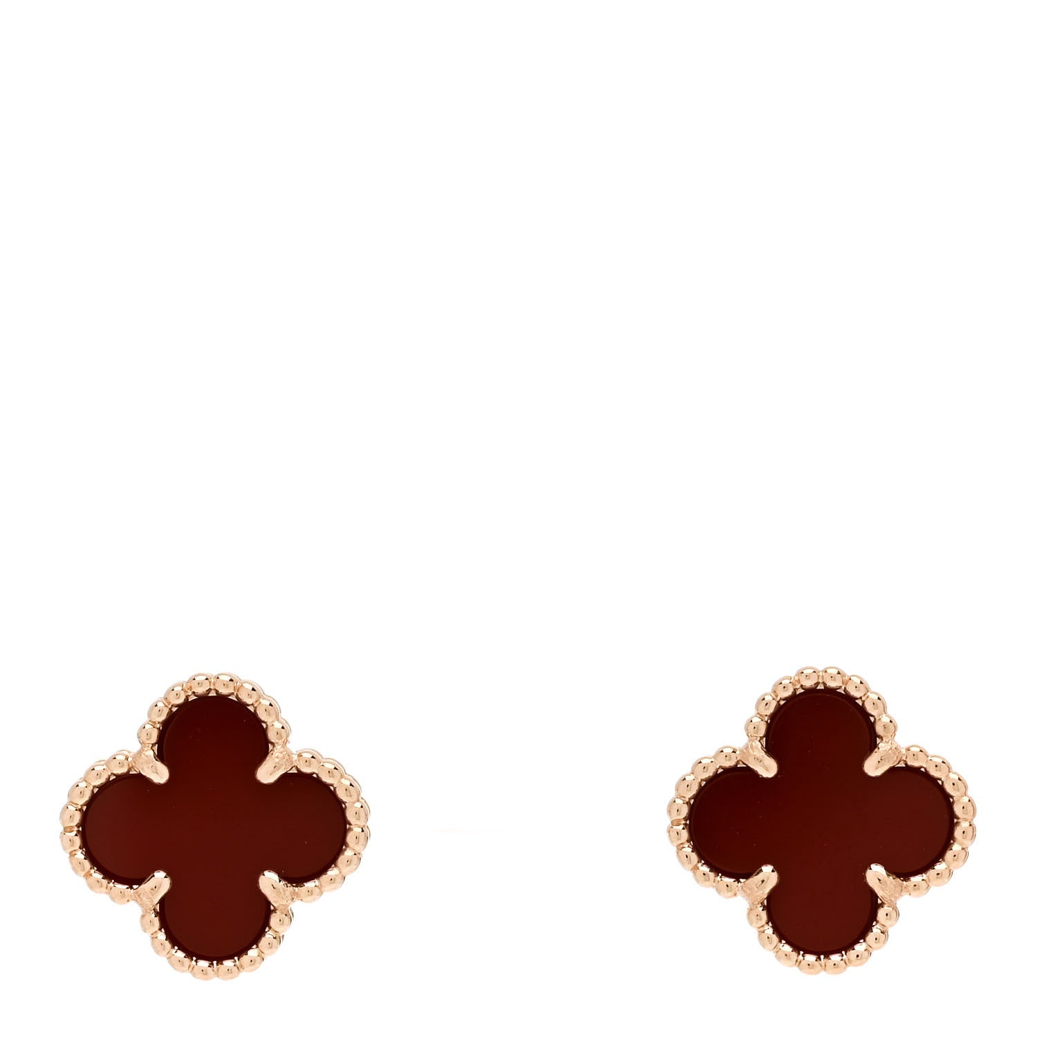 Van Cleef & Arpels 18K Rose Gold Carnelian Sweet Alhambra Earrings 1 of 5