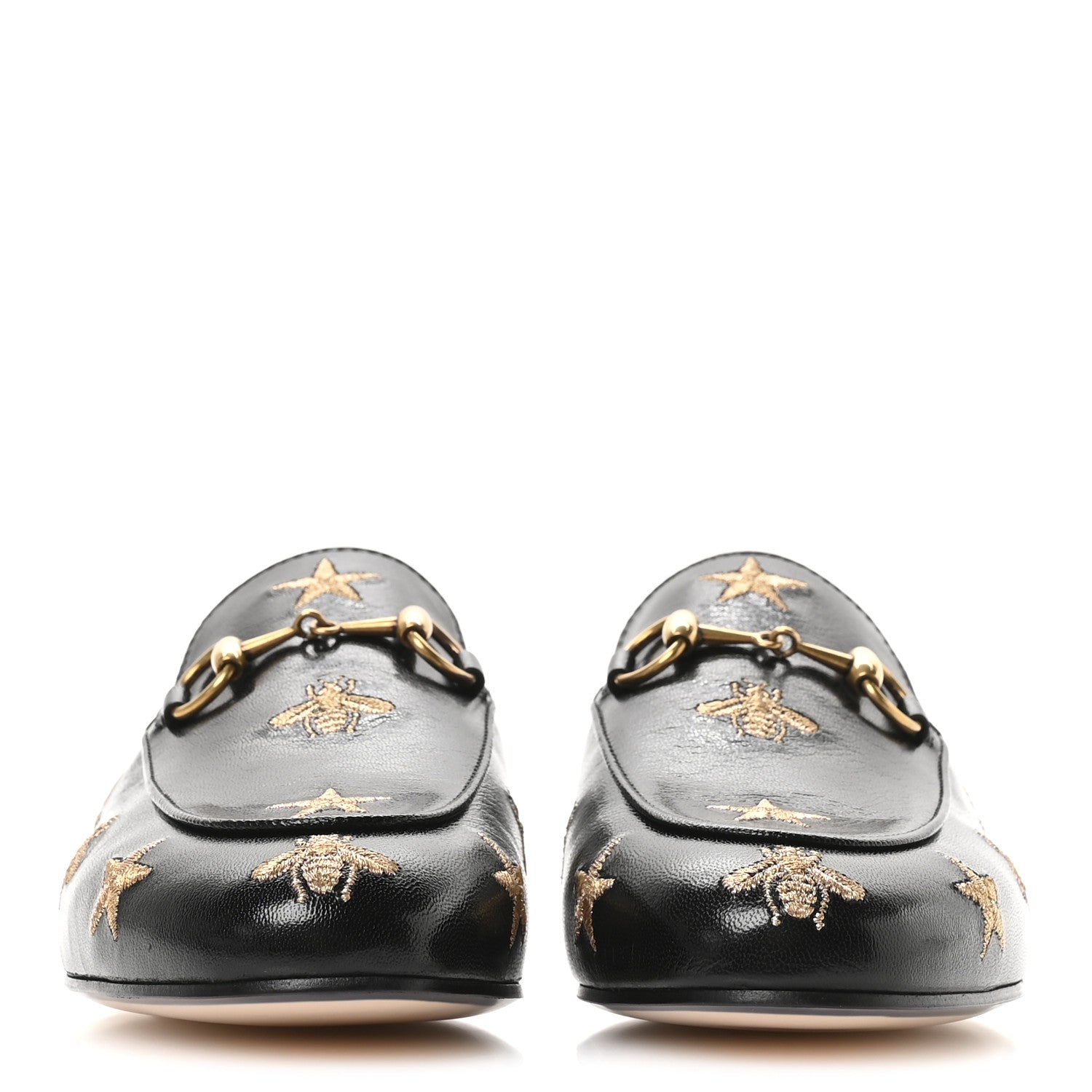 Gucci Goatskin Bee Star Embroidered Womens Princetown Slippers 35.5 Black 3 of 9