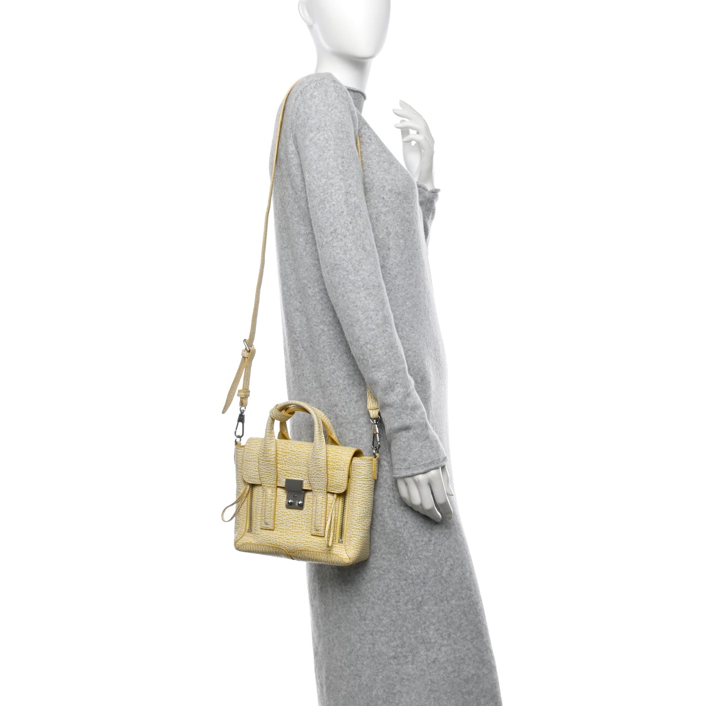 Textured Calfskin Mini Pashli Satchel Ivory Mimosa