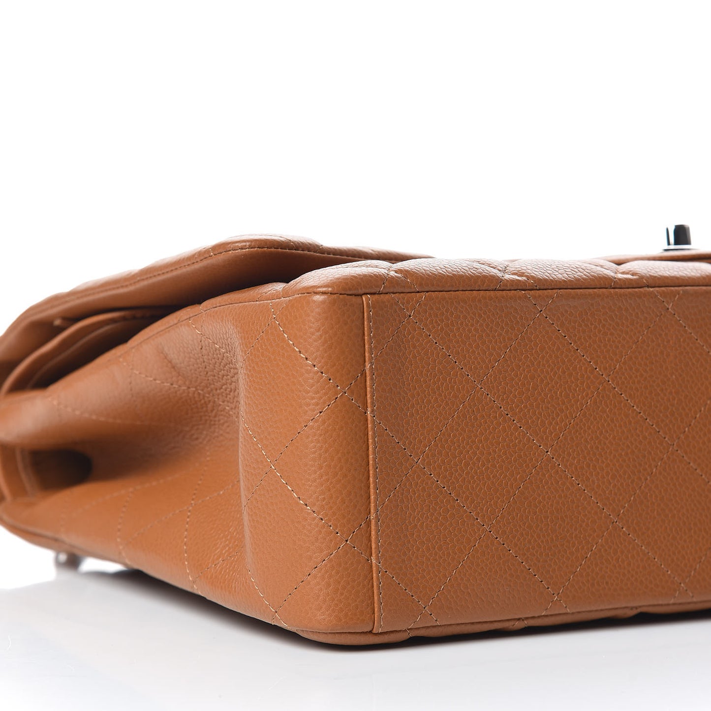 Caviar Quilted Maxi Double Flap Light Brown