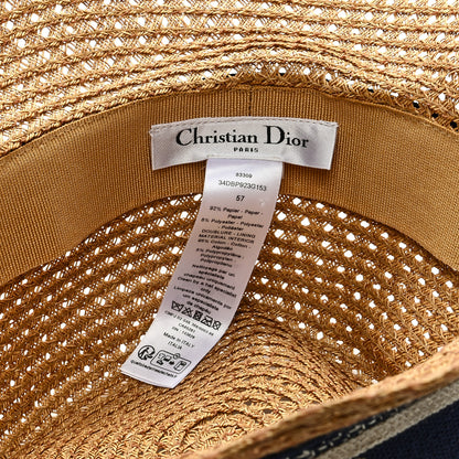 Christian Dior Straw Embroidered D-Bobby Bucket Hat 57 Natural 7 of 7
