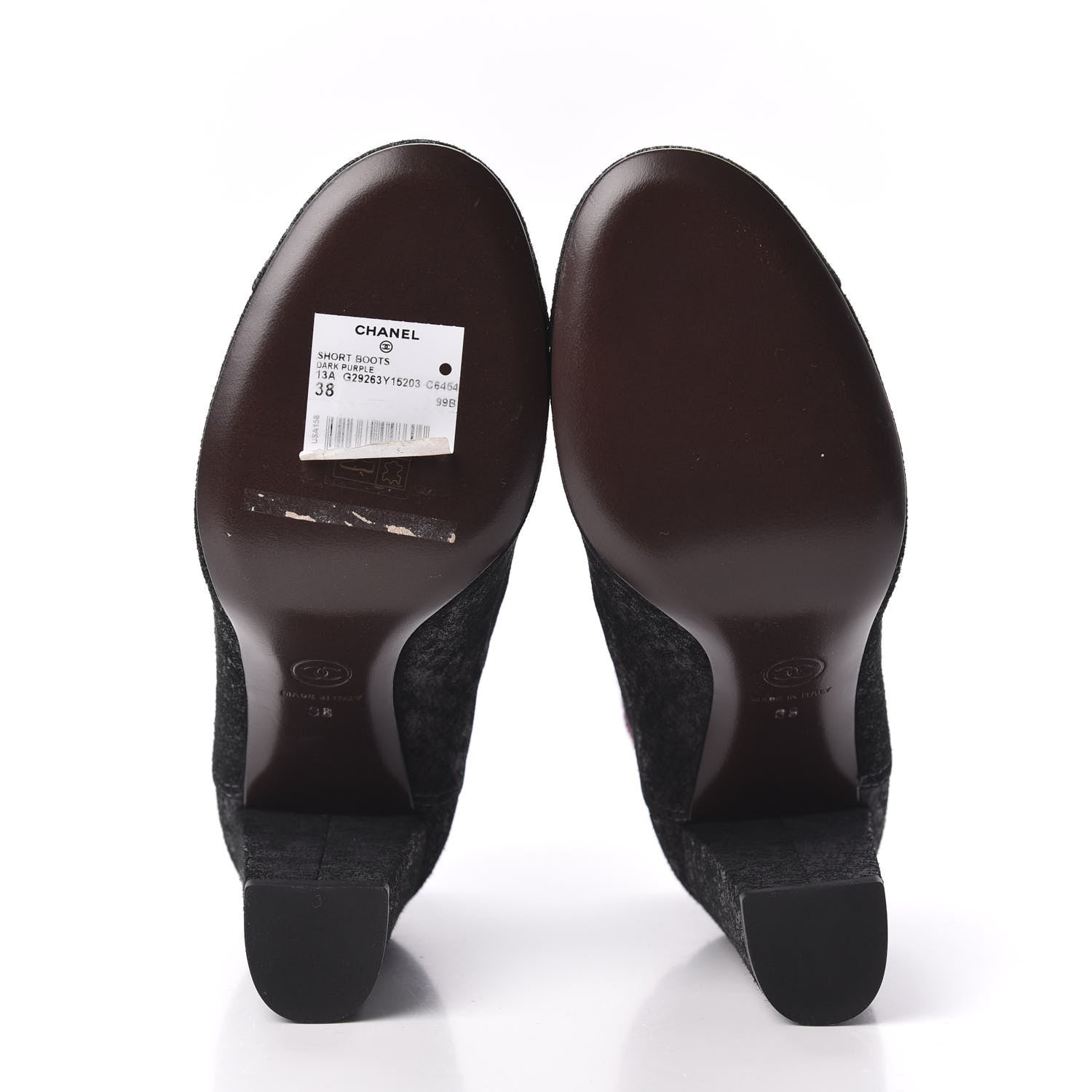 Chanel Iridescent Calfskin Wool Short Boot 38 Dark Purple 5 of 6