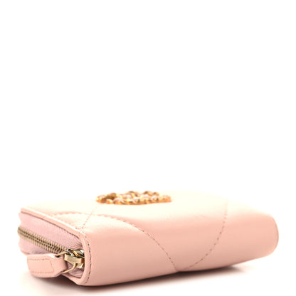Chanel Lambskin Quilted 19 Zip Around Coin Purse Wallet Light Pink 4 of 8