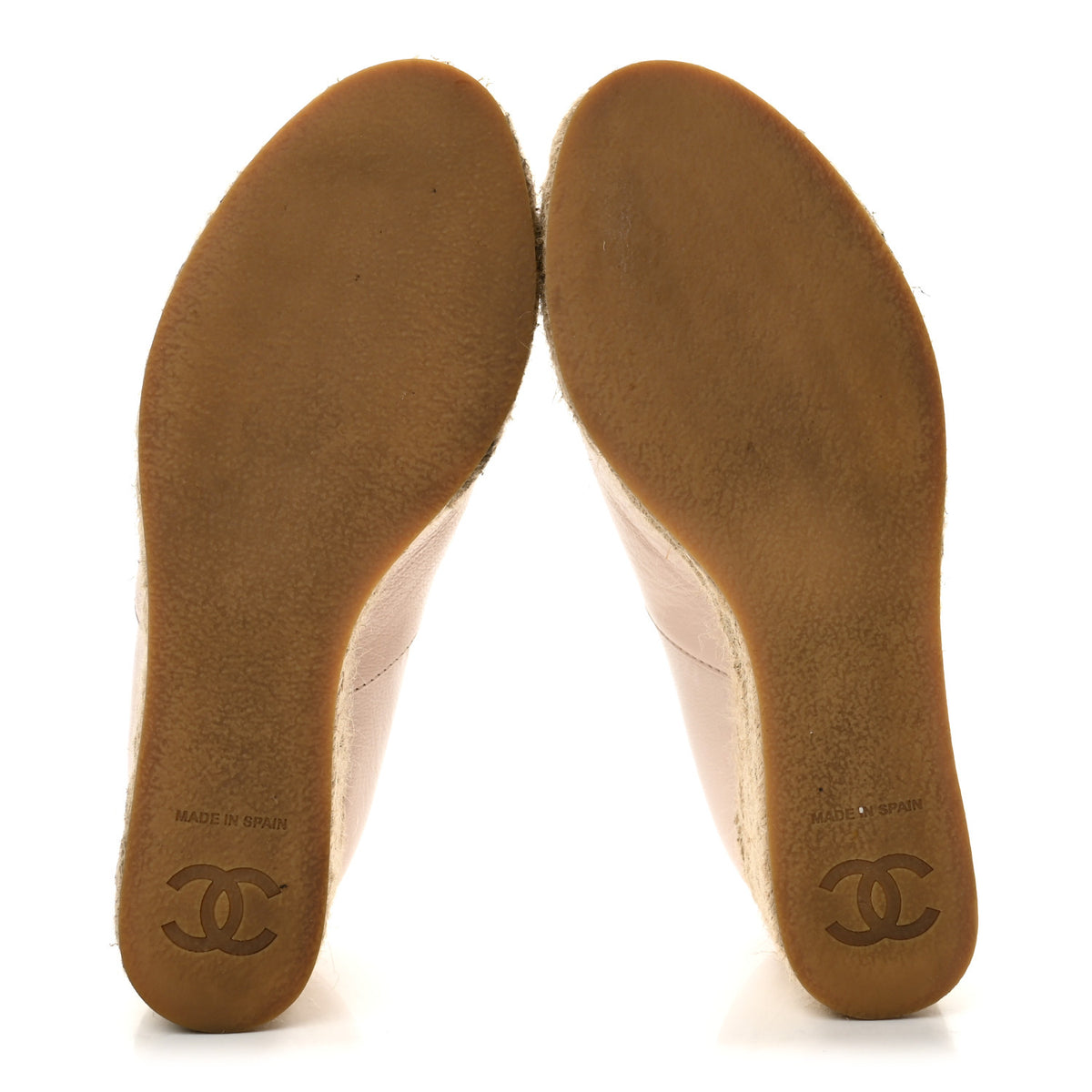 Chanel Lambskin Suede CC Espadrille Wedges 38 Beige Black 6 of 9