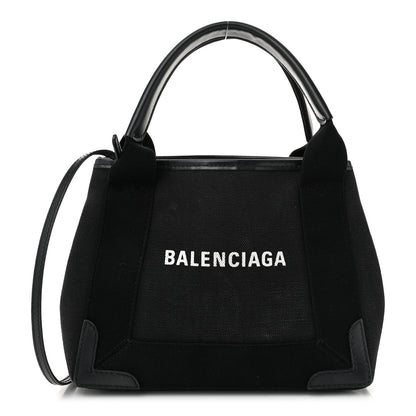 Balenciaga Cotton Canvas Calfskin Navy Cabas XS Black 1 of 11