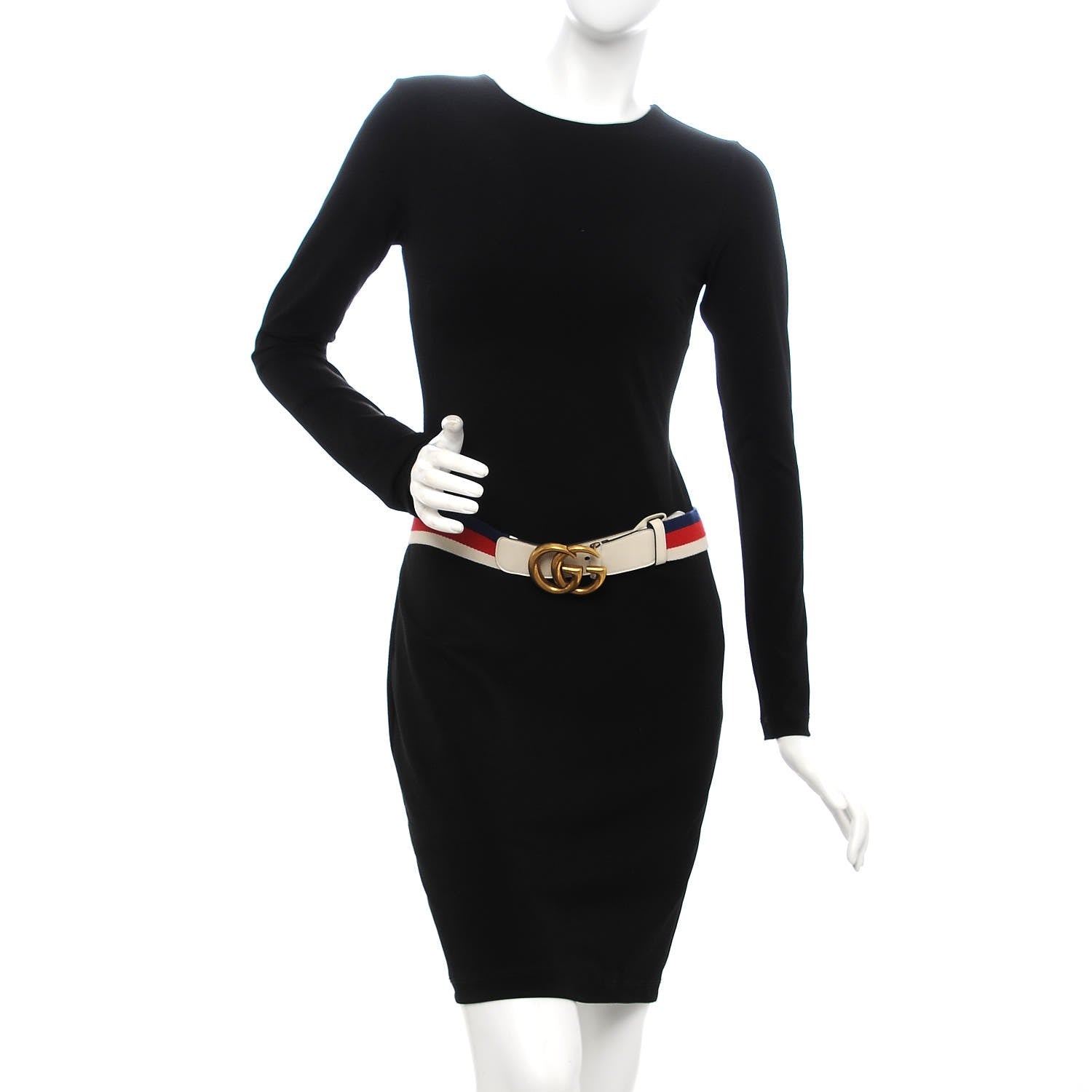 Gucci Nylon Calfskin Sylvie Web Double G 40mm Belt 80 32 Mystic White Hibiscus Red Maritime 2 of 8