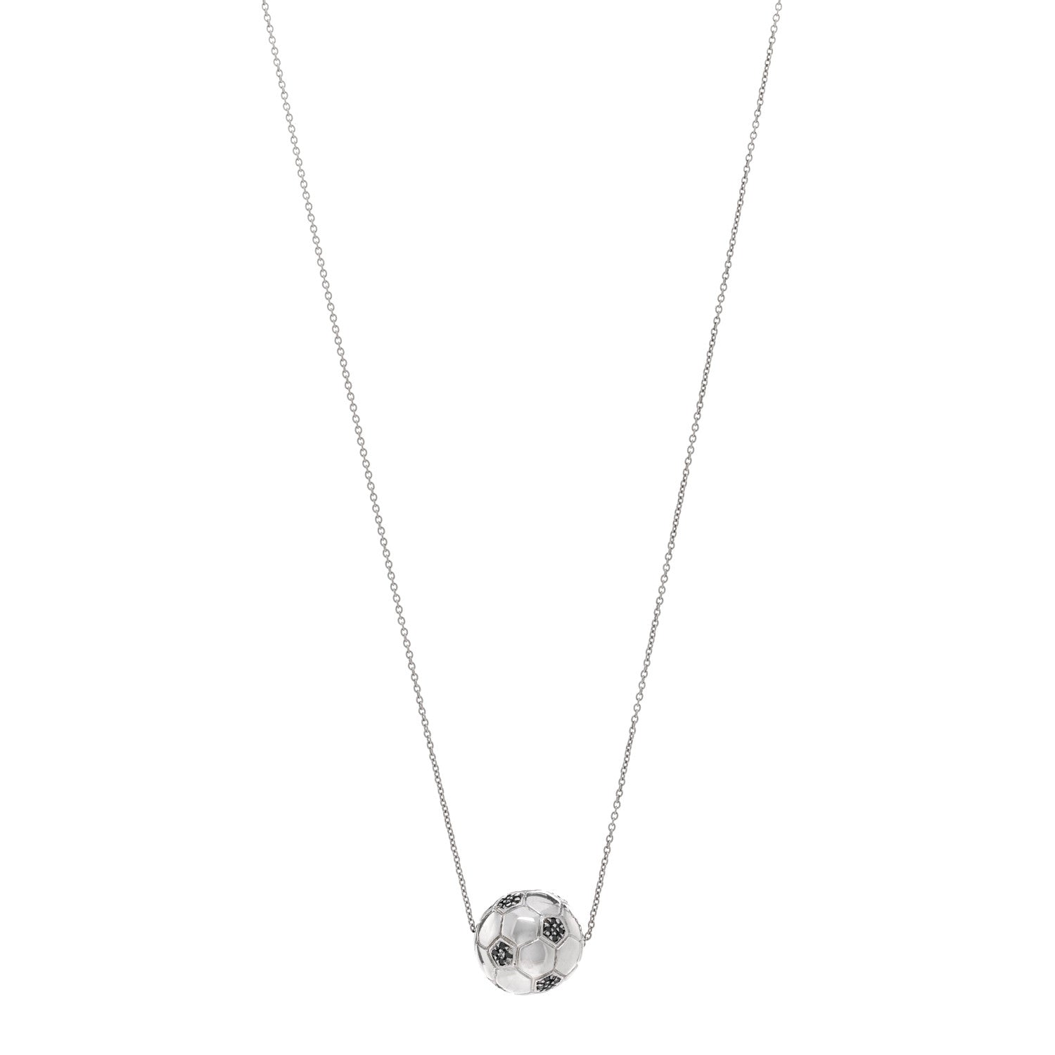 Roberto Coin 18K White Gold Black Diamond Soccer Ball Pendant Necklace 1 of 4
