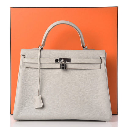 Hermes Taurillon Clemence Kelly Retourne 35 Gris Perle 28 of 28