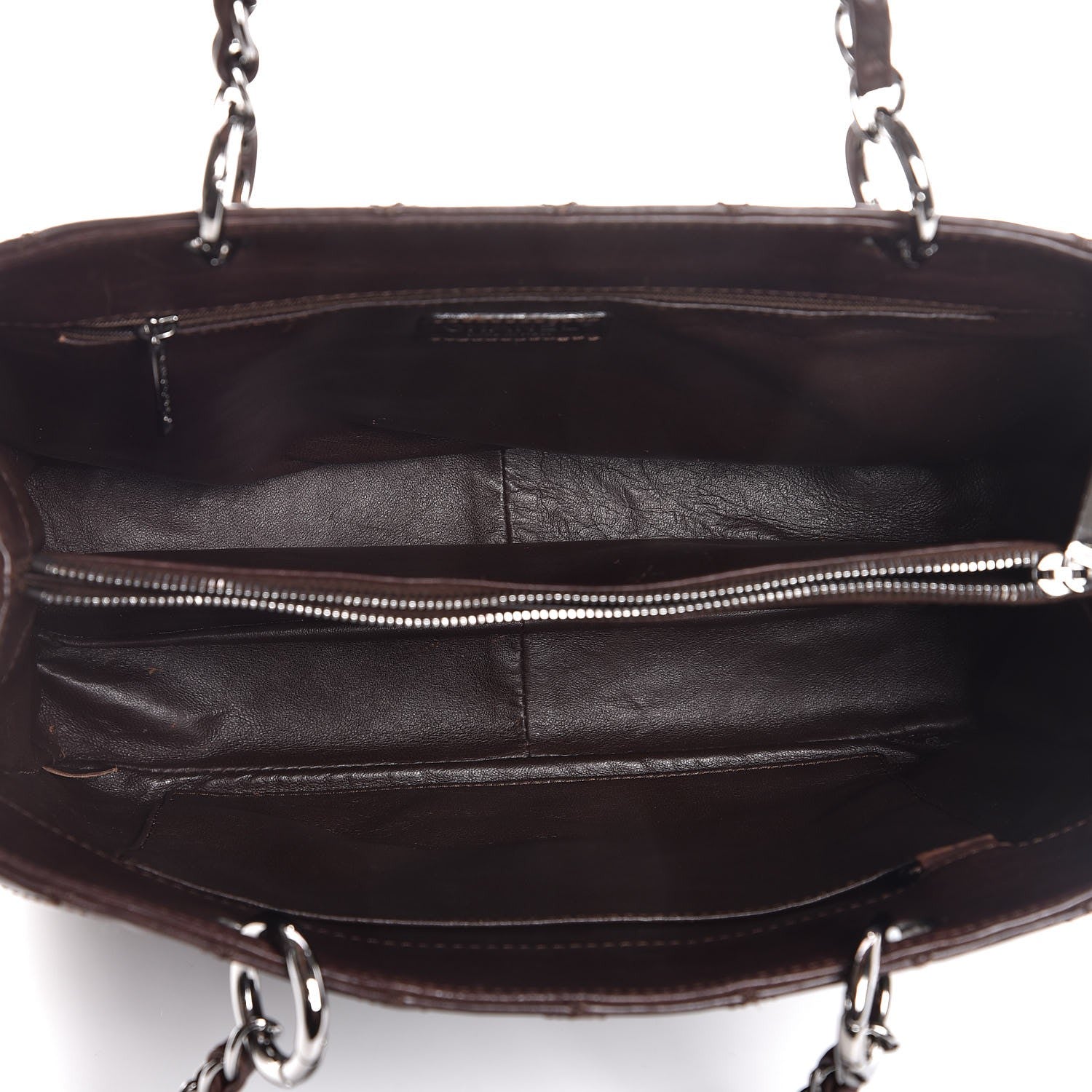 Chanel Calfskin Quilted Grand Shopping Tote GST Dark Brown 5 of 14