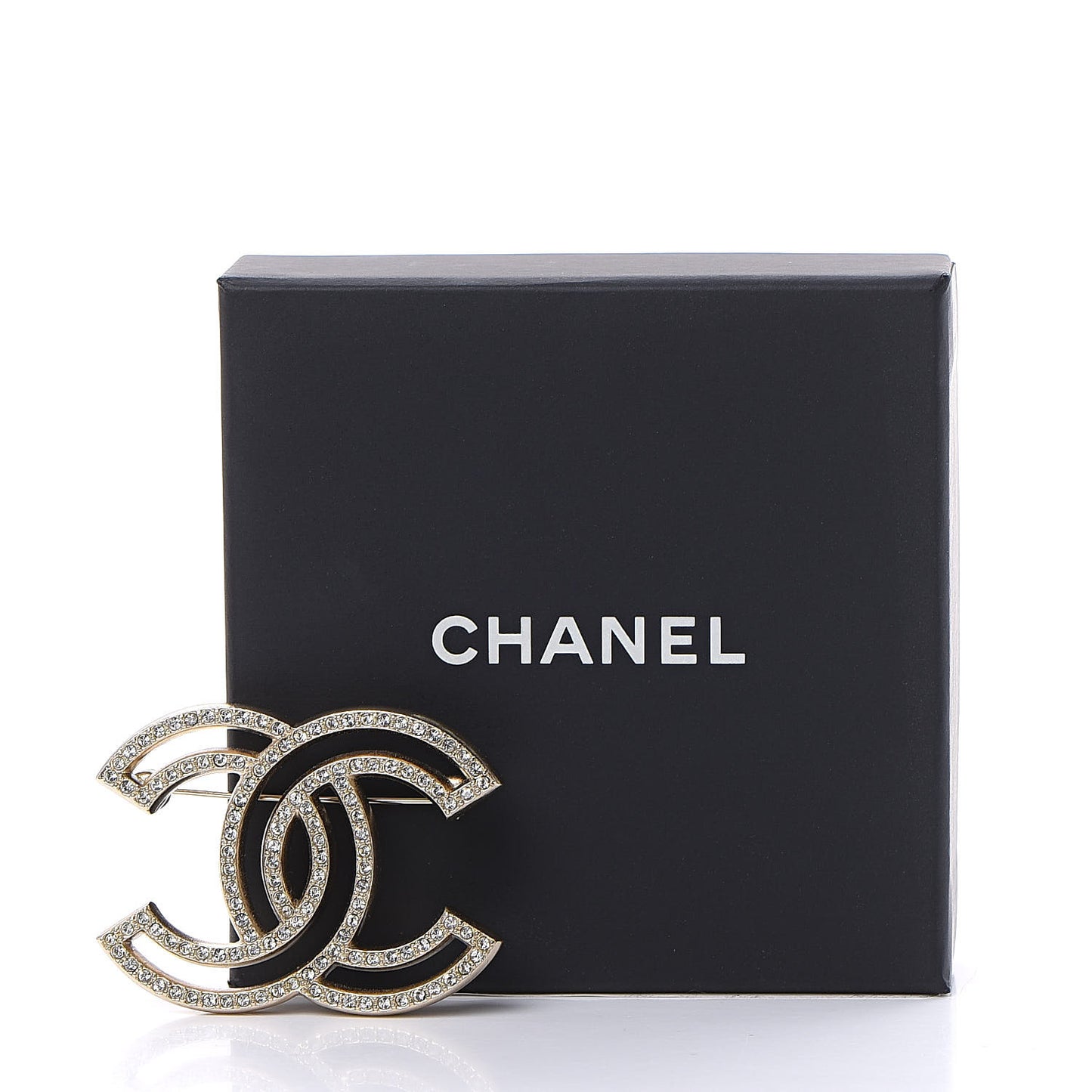 Crystal CC Brooch Light Gold