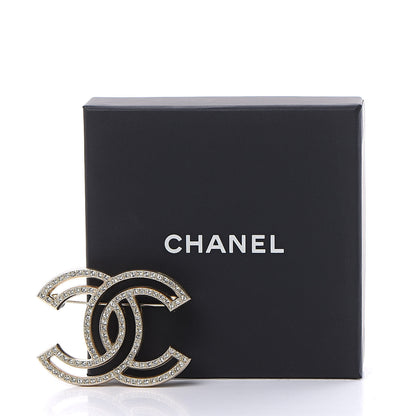 Chanel Crystal CC Brooch Light Gold 6 of 6