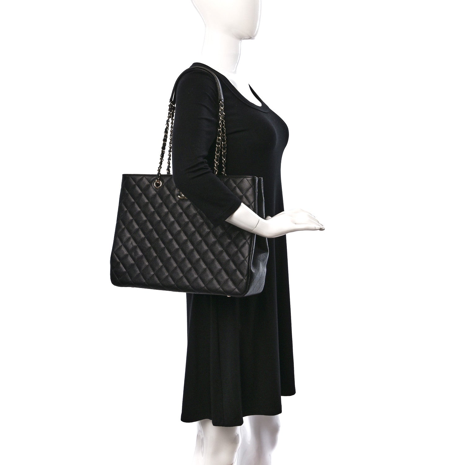Chanel Caviar Quilted Large Shopping Tote Black 2 of 11