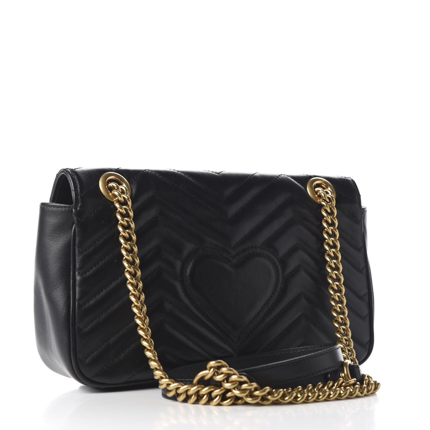 Calfskin Matelasse Small GG Marmont Shoulder Bag Black