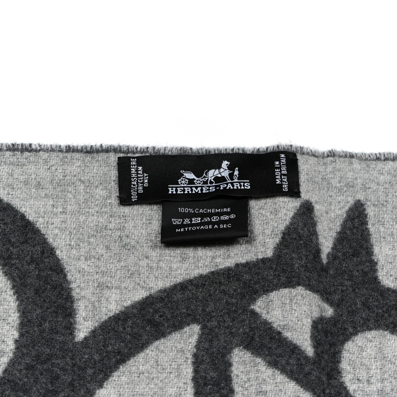 Hermes Cashmere Boucles et Camails Muffler Anthracite Gris Clair 3 of 3