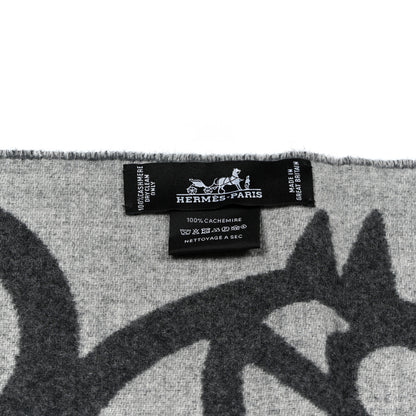 Hermes Cashmere Boucles et Camails Muffler Anthracite Gris Clair 3 of 3