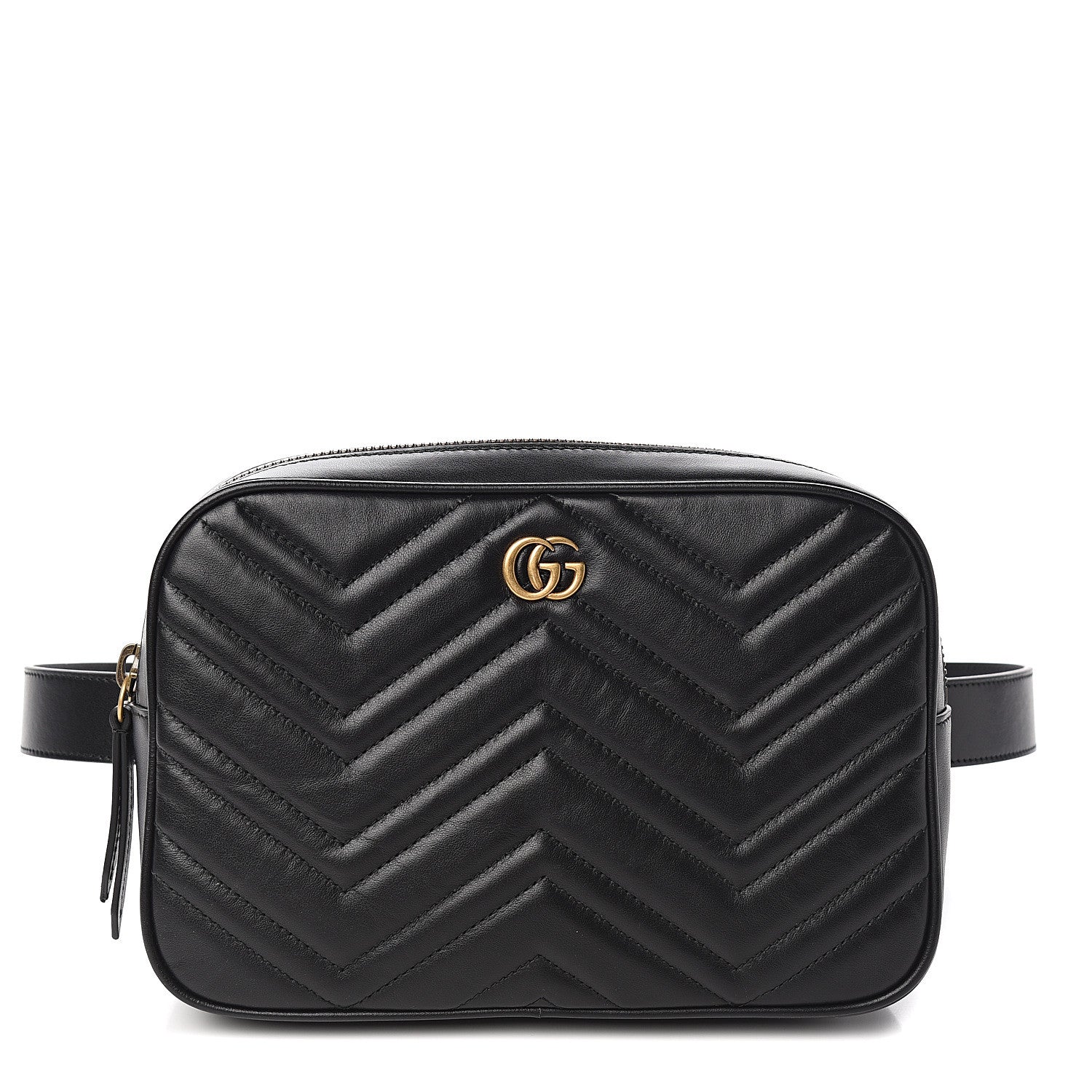 Gucci Calfskin Matelasse Mens GG Marmont Belt Bag 90 36 Black 1 of 9
