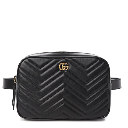 Gucci Calfskin Matelasse Mens GG Marmont Belt Bag 90 36 Black 1 of 9