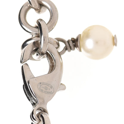 Chanel Crystal Pearl CC Long Necklace Silver 5 of 6