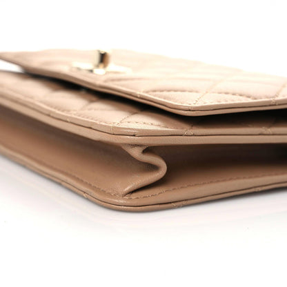 Chanel Lambskin Quilted Trendy CC Wallet On Chain WOC Beige 6 of 13