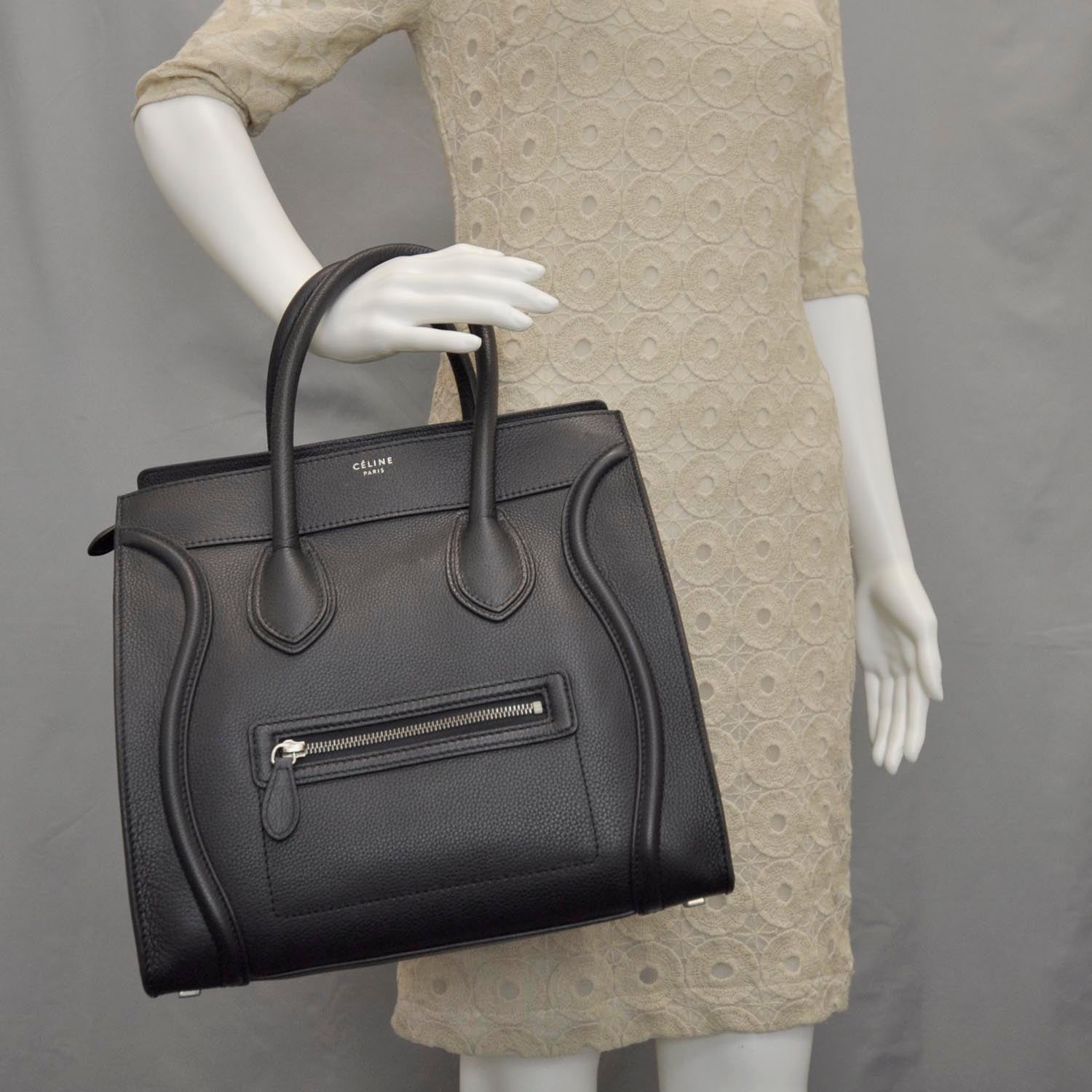 Celine Pebbled Leather Mini Luggage Black 2 of 10