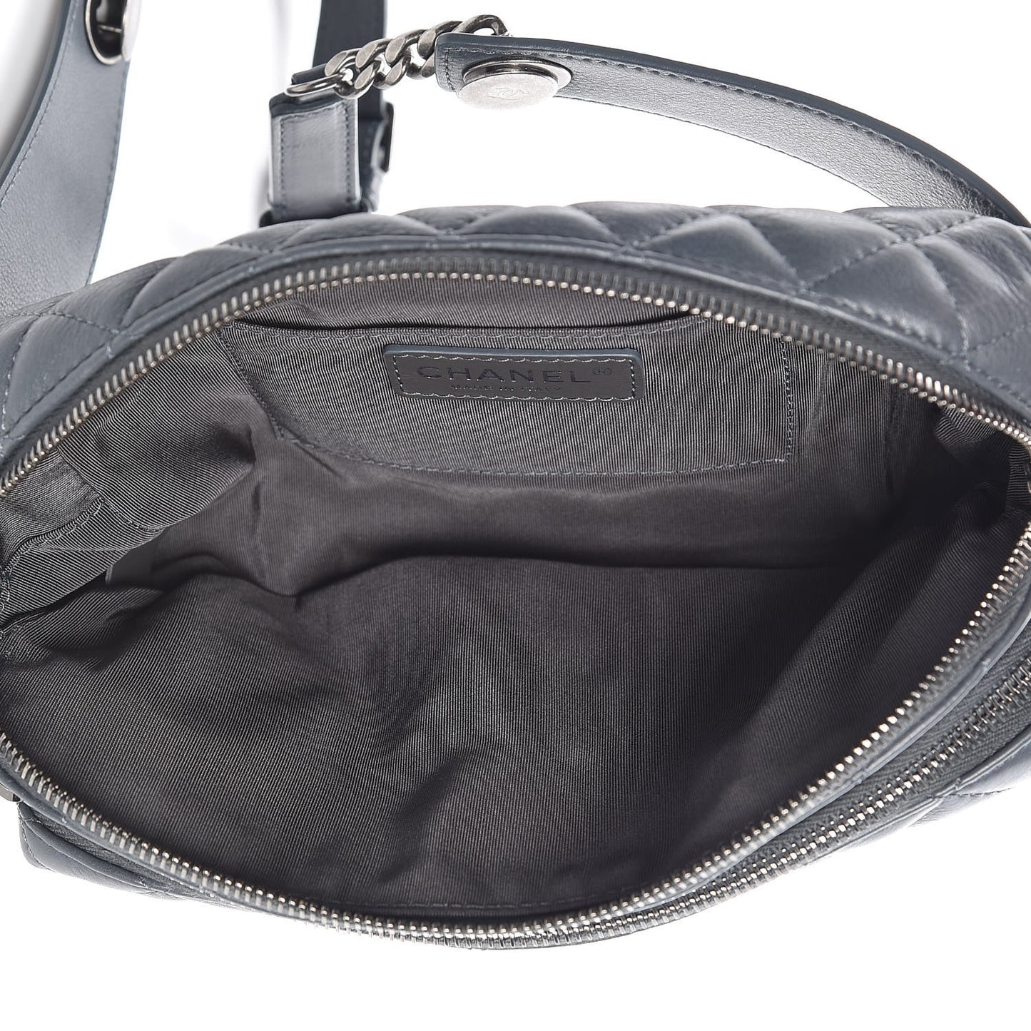 Calfskin Quilted Waist Bag Dark Gray