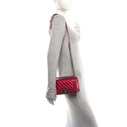 Chanel Metallic Patent Calfskin Quilted Small Boy Flap Pink 2 of 13