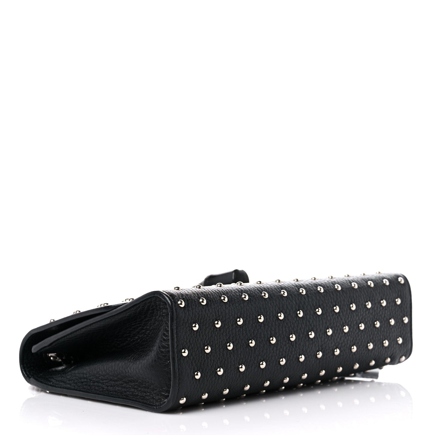 Calfskin Studded Medium Miss Bamboo Shoulder Bag Black